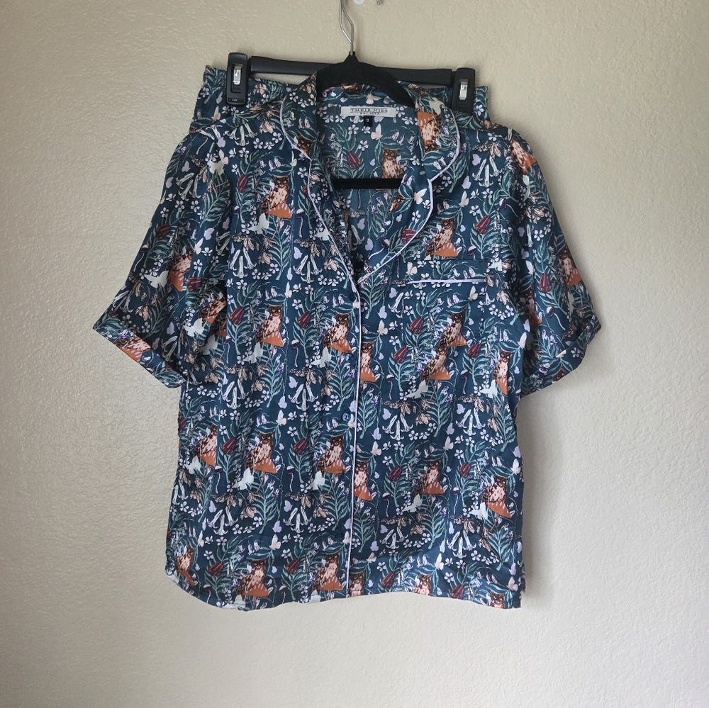 Their Nibs Owl Forrest Short Pajama Set Size Small